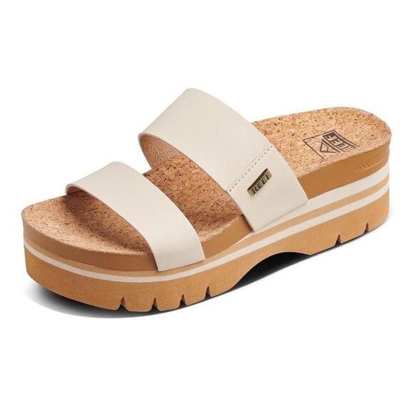 Reef Women's White & Tan Cork Cushion Vista Higher Slide PlatformSandals - Picture 5 of 7